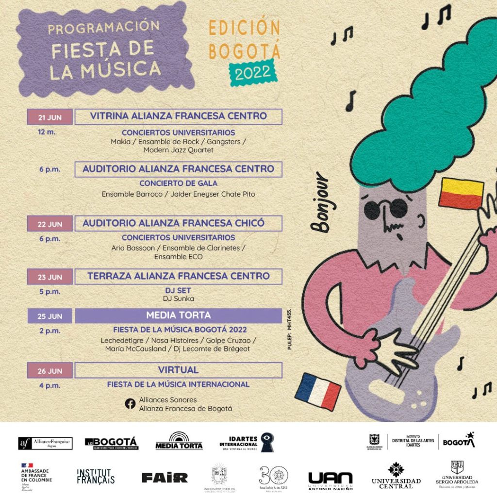Programación Fiesta de la música 2022 - Alianza Colombo Francesa 