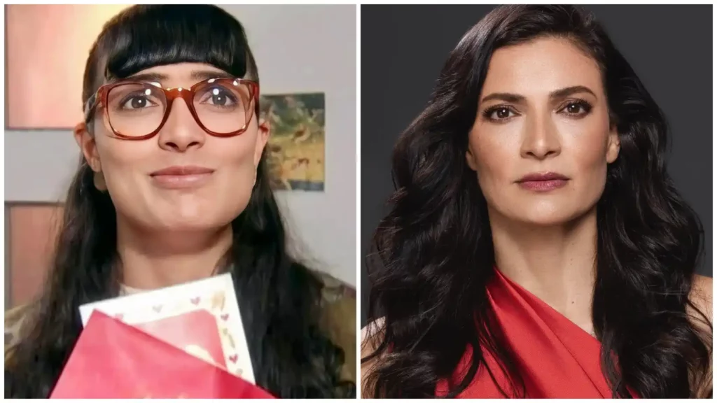 Ana María Orozco es Betty. Izquierda: Betty en los años 90. Derecha: Betty en su nueva temporada. 